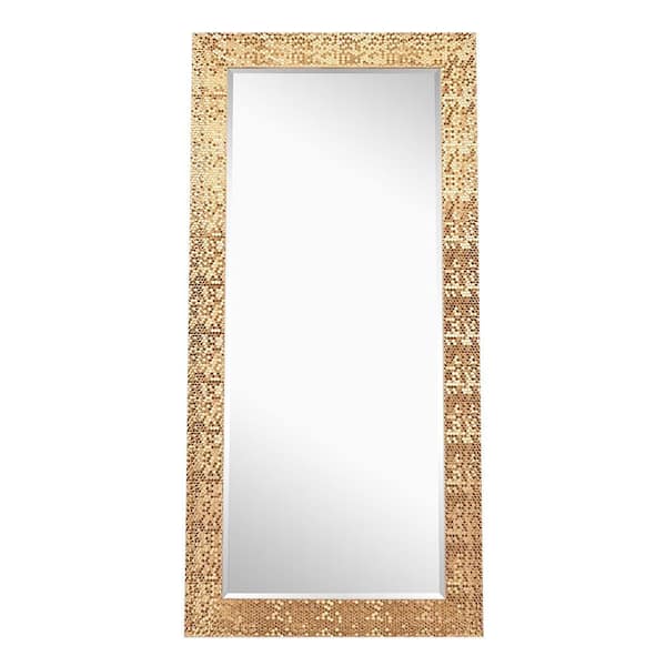 HOMESTOCK 31.50 in. W x 65.50 in. H Classic Rectangle Framed Copper Mosaic Leaning Mirror