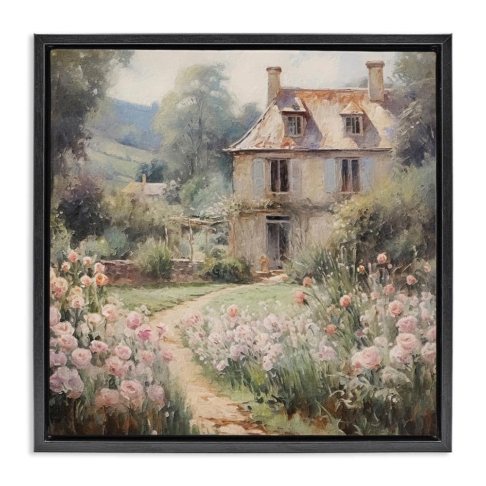 French Garden Cottage by RileyB Black Floater Frame Graphic Art Print Nature 18 in. x 18 in. price history on PriceWatchPro