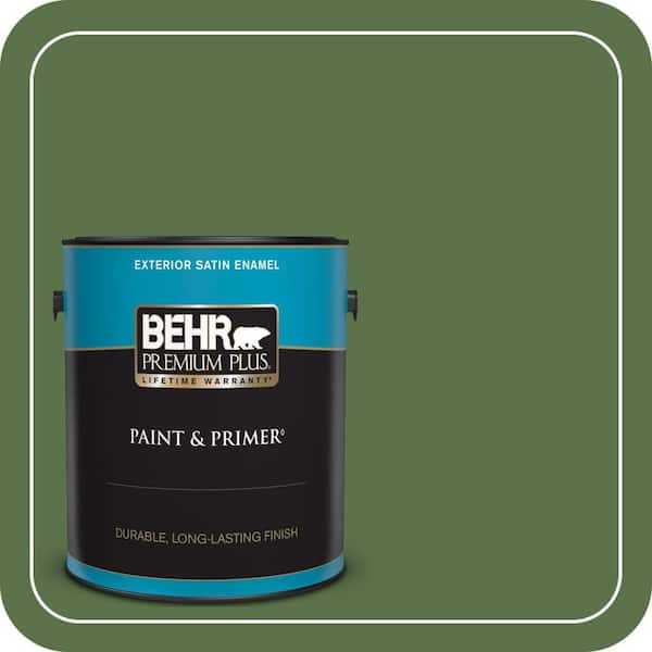 BEHR PREMIUM PLUS 1 gal. #MQ6-48 Hummingbird Green Satin Enamel Exterior Paint & Primer