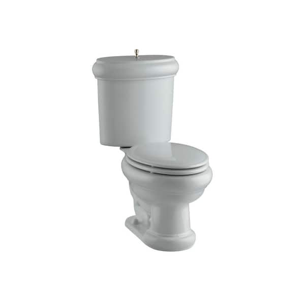 KOHLER Revival 2-piece 1.6 GPF Elongated Toilet with Seat in Vibrant Brushed Bronze, Flush Actuator and Trim in Ice Grey