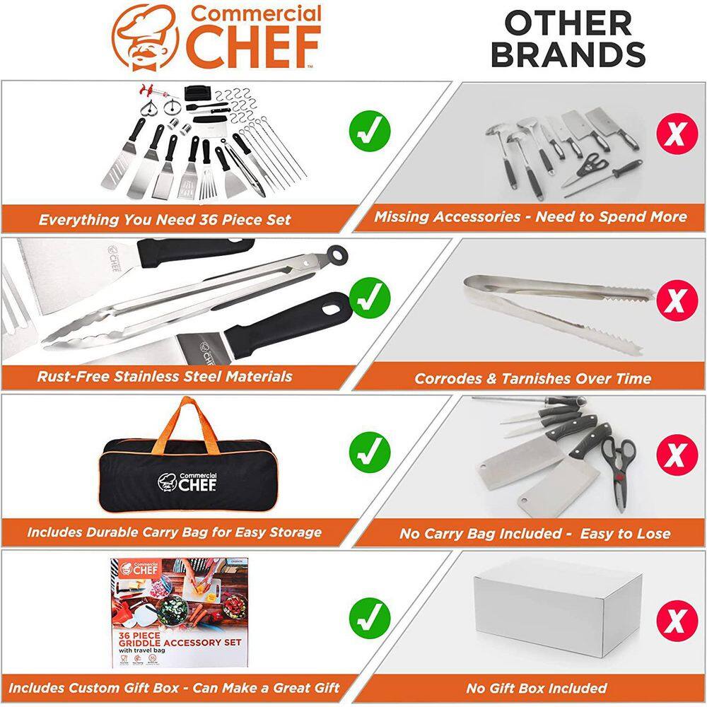 Commercial Chef 36 Piece Griddle Accessories for Blackstone Griddles - Flat Top Grill Accessories