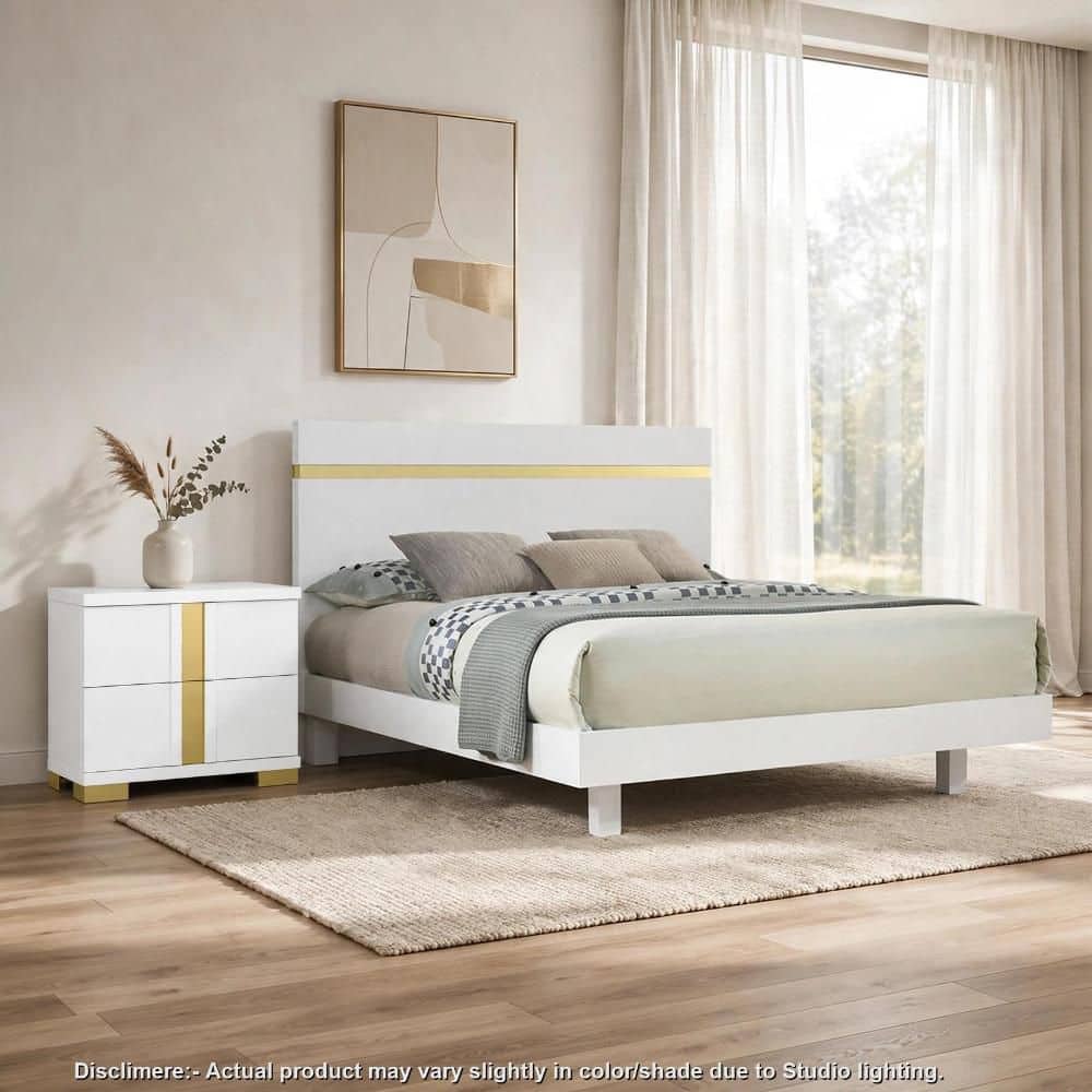 Rader 2-Piece White and Gold Wood Full Bedroom Set with 1-Nightstand price history on PriceWatchPro