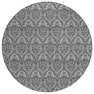Chantille ACN572 Gray 8 ft. x 8 ft. Round Machine Washable Indoor/Outdoor Geometric Area Rug