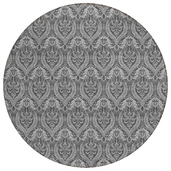 Addison Rugs Chantille ACN572 Gray 8 ft. x 8 ft. Round Machine Washable Indoor/Outdoor Geometric Area Rug
