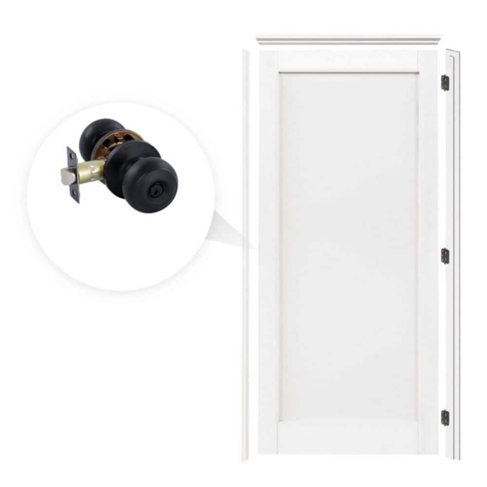 36 in. x 80 in. 1-Panel Right Hand White Solid Core Wood Assembly Required Single Prehung Interior Door+ Frame Set&Knob price history on PriceWatchPro