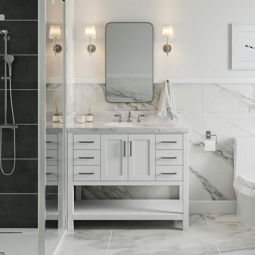 White Solid Wood Freestanding Single Bathroom Vanity Base