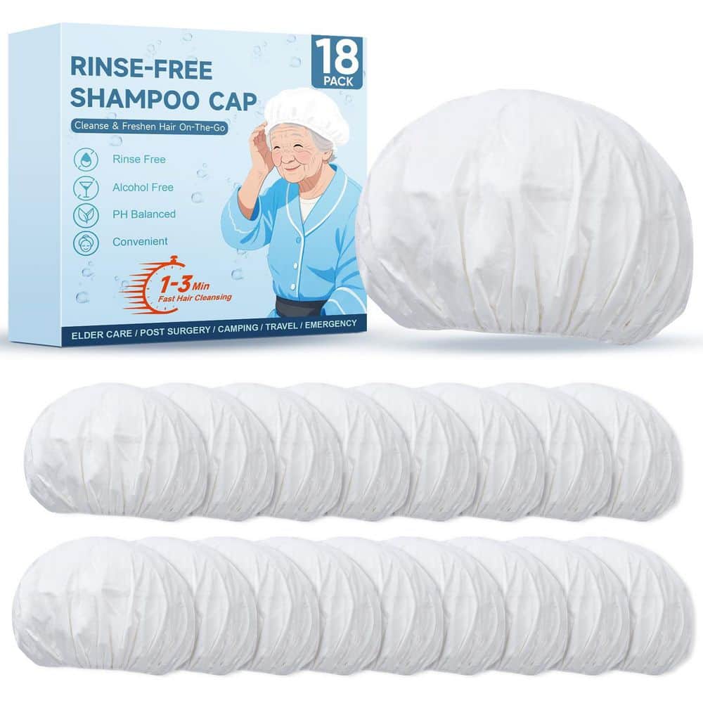 Wudkey 18-Piece Bathroom Accessory Set in White, Shampoo Caps No Rinse ...