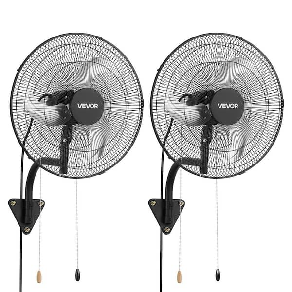 Wall Mount Fan, 18 in. Oscillating Hanging Fan, 3-Speed, Long Airflow Distance, Adjustable Rotation Angle, 2 Pack