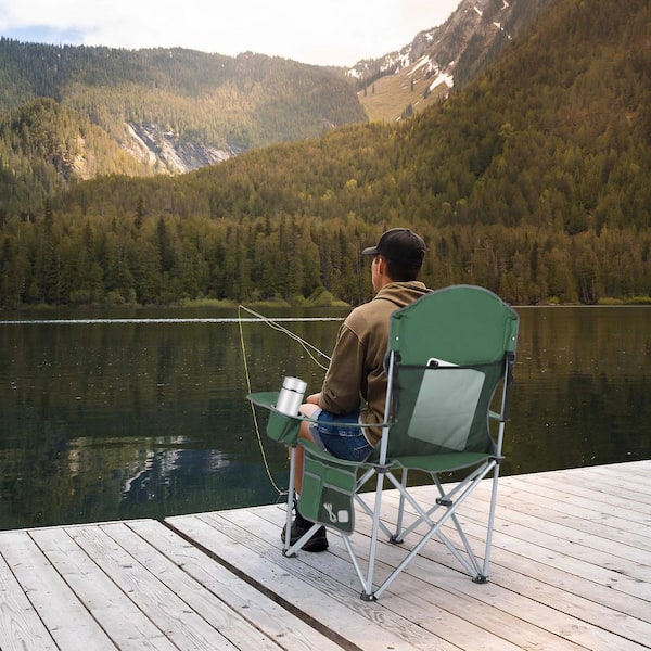 Coleman Portable Camping Chair With 4-Can Cooler, Fully Cushioned Seat Back Side Pocket Cup Holder Carry Bag Included Collapsible Camping Tailgates Beach S