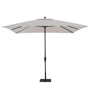 8 ft. x 10 ft. Aluminum Market Crank and Tilt Patio Umbrella in Sunbrella Cast Silver