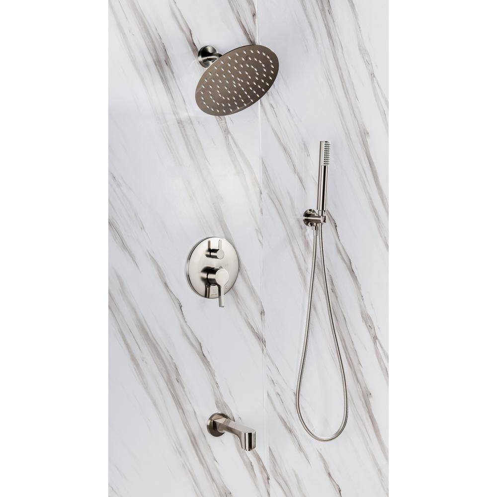 Rain 2-Handle Tub and Shower Faucet System with 3-Setting with 304T Stainle