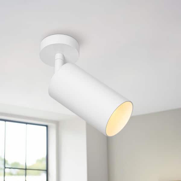 Parroco 1-Light Less Than 2 ft. White Track Lighting Kit Cylinder Track Head Hard Wired Wall Mounted Task Lighting