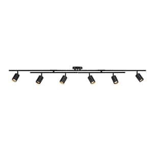 5.35 ft. 6-Light Matte Black Flexible Track Lighting Kit with Center Swivel Bars