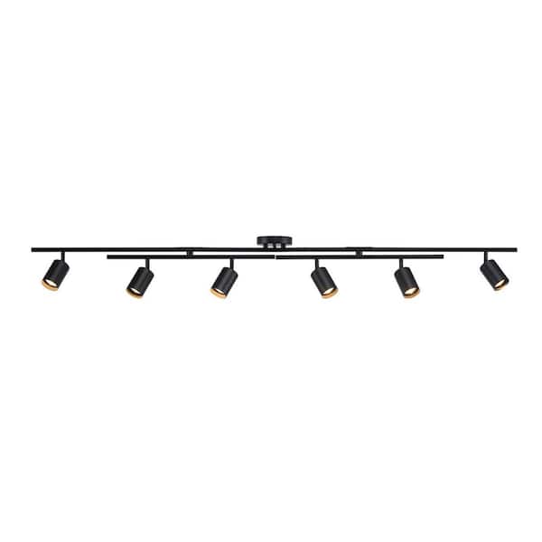 Globe Electric 5.35 ft. 6-Light Matte Black Flexible Track Lighting Kit with Center Swivel Bars