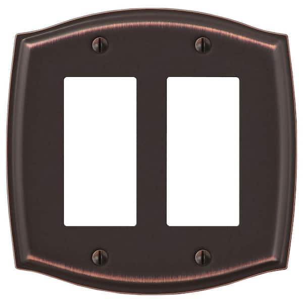 AMERELLE Vineyard 2-Gang Aged Bronze Decorator/Rocker Metal Wall Plate