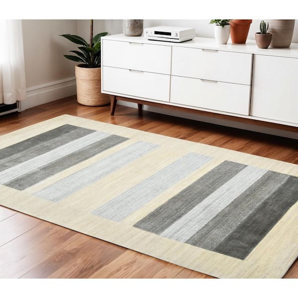 4 ft. x 6 ft. Multi-Colored Wool Striped Hand Woven Area Rug