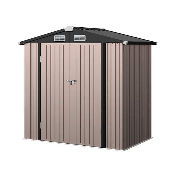 6 ft. D x 3.9 ft. W Metal Storage Brown Shed with Floor, Lockable Door (22 sq. ft. )