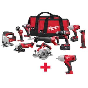 M18 18V Lithium-Ion Cordless Combo Tool Kit (9-Tool) with (2) 3.0Ah Batteries & M18 Impact Wrench