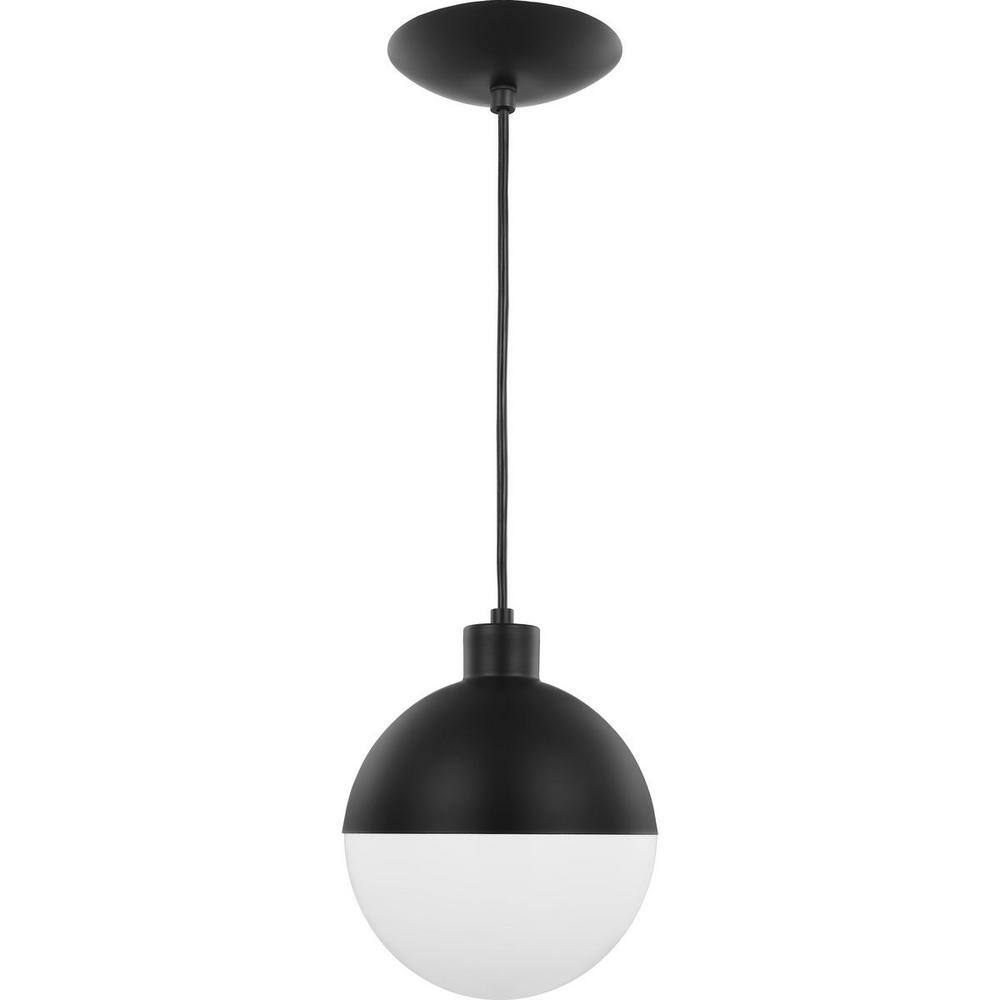 Black and Opal Glass Globe LED Pendant Light