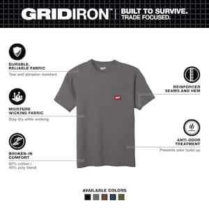 Men's X-Large Gray GRIDIRON Cotton/Polyester Short-Sleeve Pocket T-Shirt