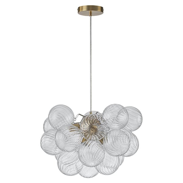 6-Light Gold Modern Chandelier with Twisted Glass for Dining Room and Living Room