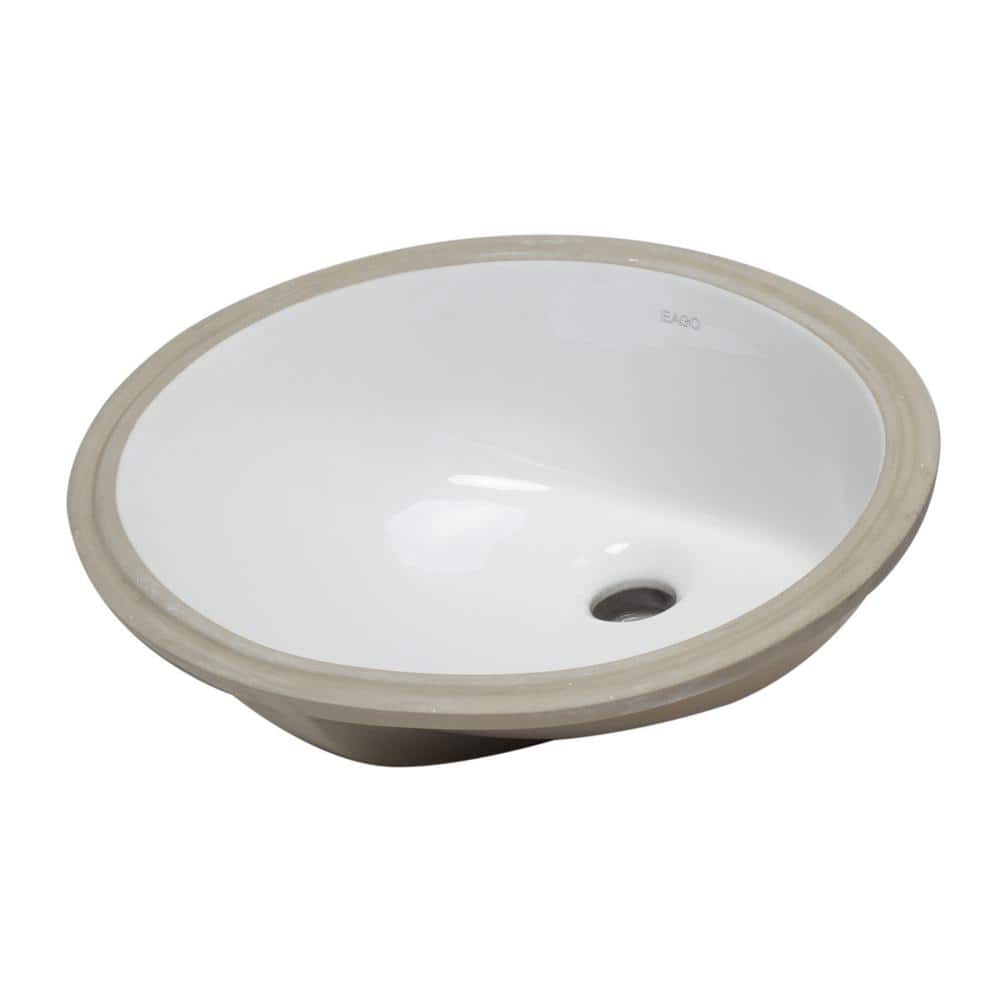 EAGO 18'' White Ceramic Oval Undermount Bathroom Sink