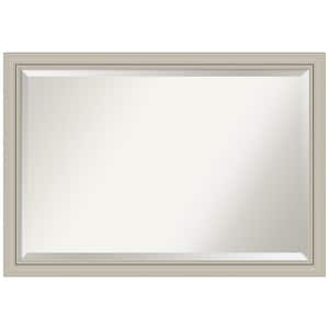 Romano Silver Narrow 39.75 in. x 27.75 in. Beveled Rectangle Wood Framed Bathroom Wall Mirror in Silver