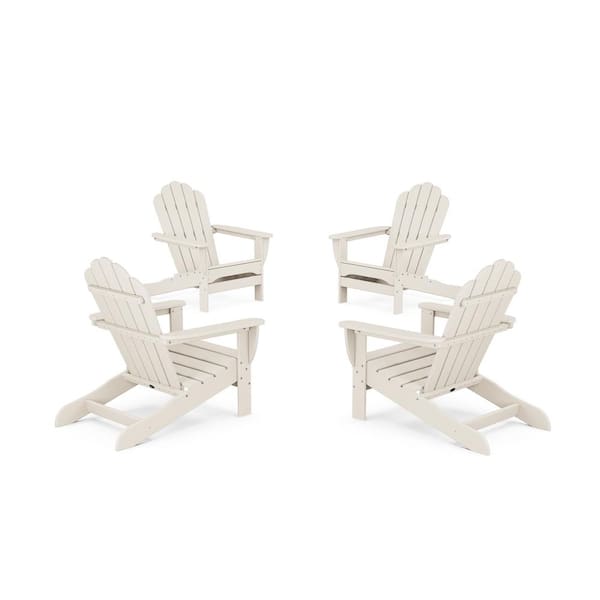 Trex Outdoor Furniture Sand Castle 4-Piece Plastic Patio Conversation Set in Oversized Adirondack Chair Monterey Bay