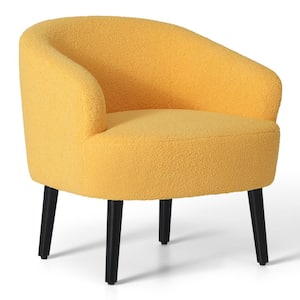 Bayville 29 in. Wide Faux Shearling Fabric Upholstered Barrel Accent Chair with Arms in Sunset Gold
