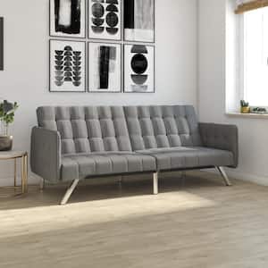 Eva Gray Linen Upholstered Convertible Futon and Sofa Sleeper