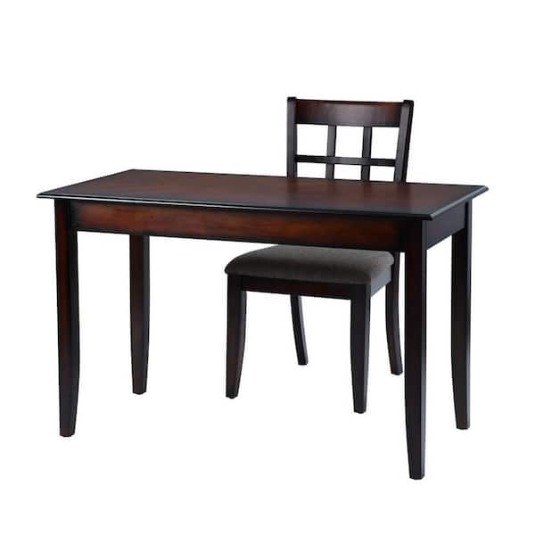 Homy Casa Tarik 48 in. Rectangular Brown Wood Writing Desk Office Set with Chair