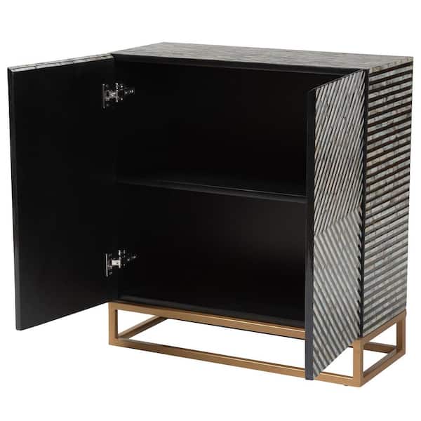 Baxton Studio Belenus Striped Black and Grey Mother of Pearl