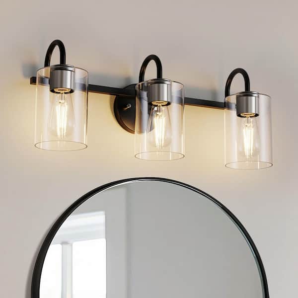 1-Pack 19.1 in. Mounting Frame for Black and Chrome 3-Light Vanity Fixture with Round Metal Wall Box E26