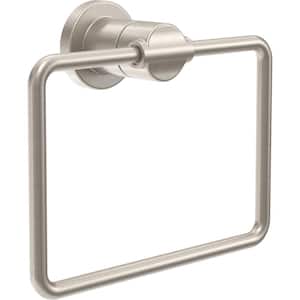 Nicoli Wall Mount Square Closed Towel Ring Bath Hardware Accessory in Brushed Nickel