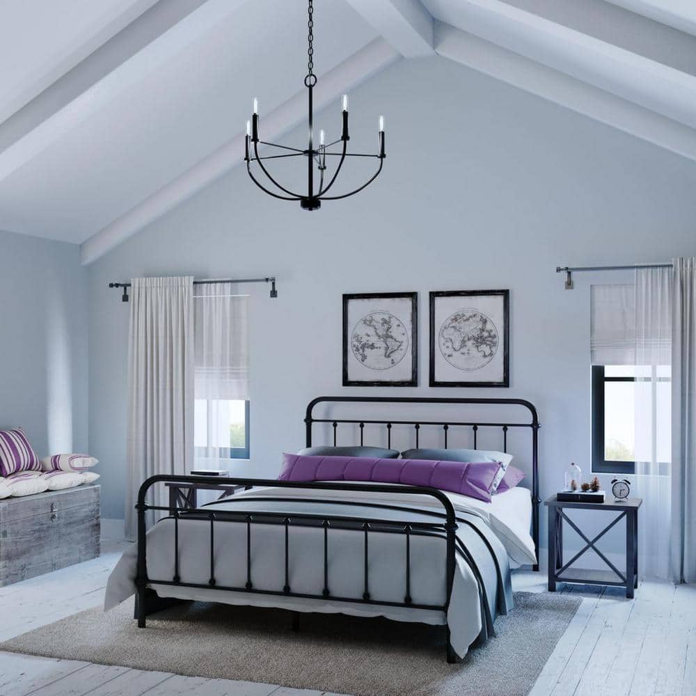 Leyden Matte Black 5-Light Farmhouse Chandelier