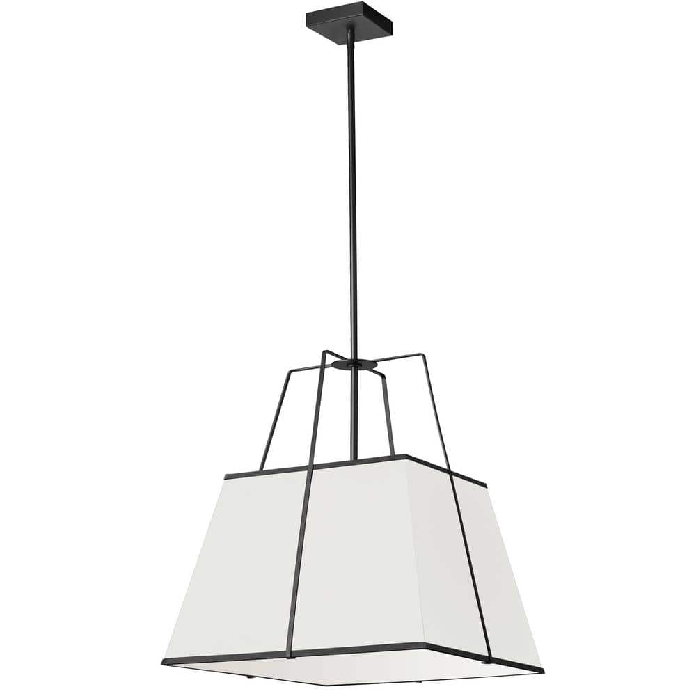 Black and White Trapezoid Drum Pendant Light, 18-inch