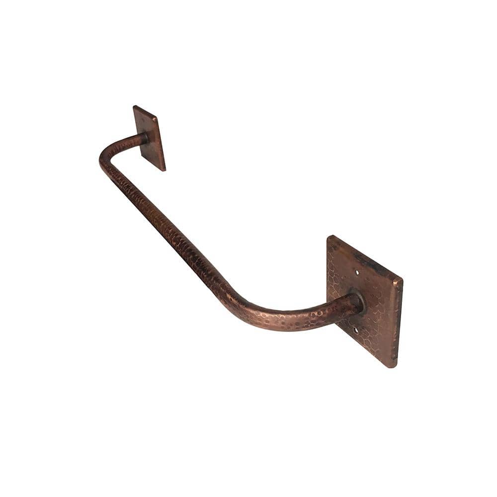18" Hand Hammered Copper Wall Mounted Towel Bar in Oil Rubbed Bronze