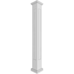 11-5/8 in. x 8 ft. Premium Square Non-Tapered Raised Panel PVC Column Wrap Kit Tuscan Capital and Base
