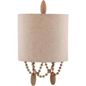 Emmalyn 40-Watt 2-Light White Wall Sconce with Drum Shaped Linen Shade