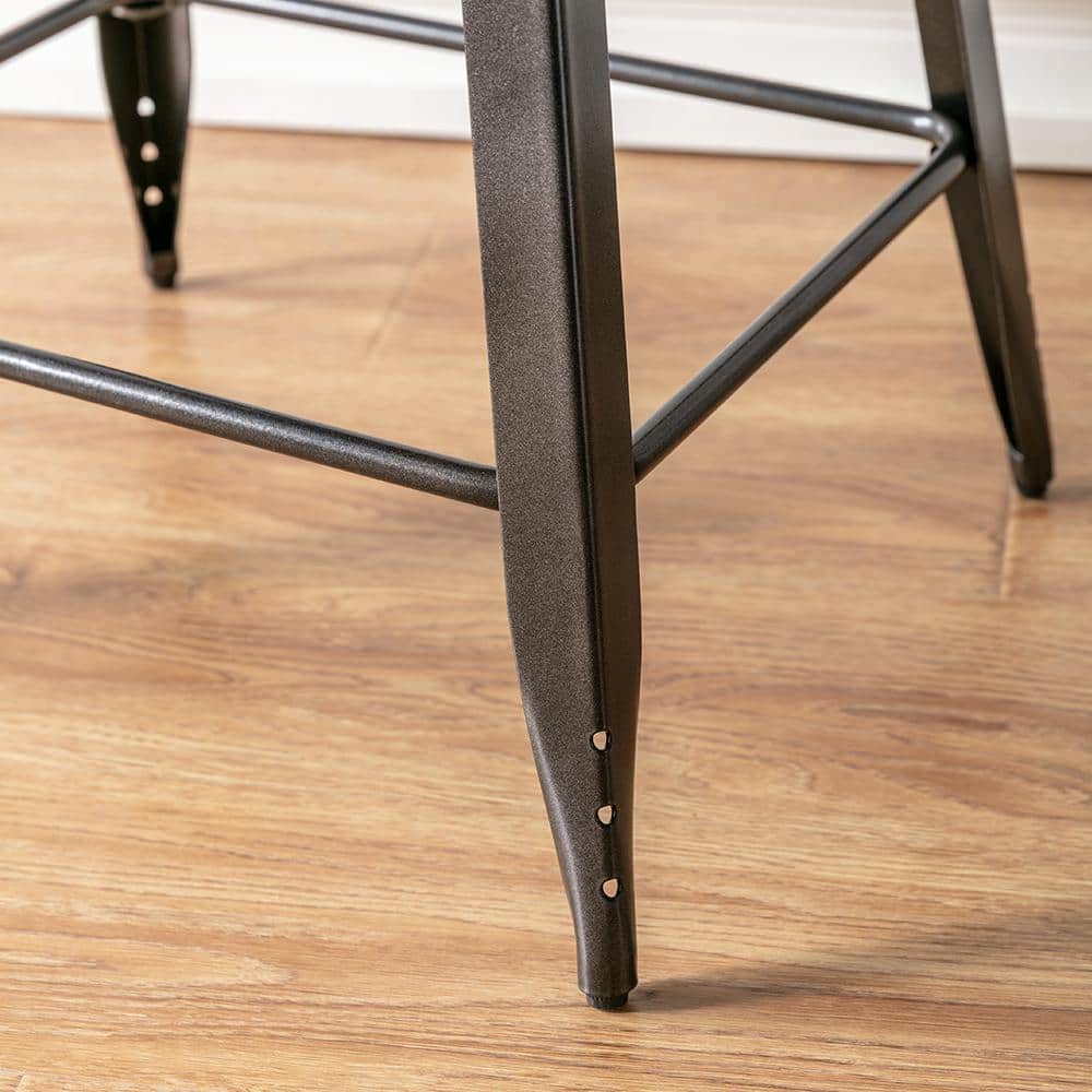 Lennon Silver Metal Backless Saddle Counter Stools, Set of 2