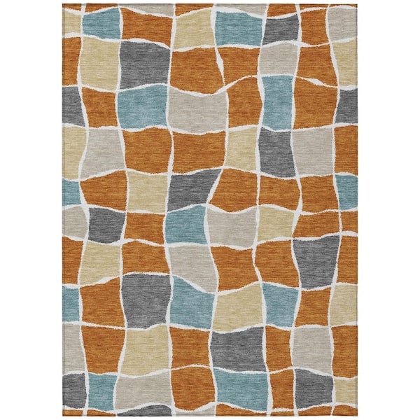 Chantille Machine Washable Indoor/Outdoor Abstract ACN2843 Orange 3 ft. x 5 ft. Area Rug