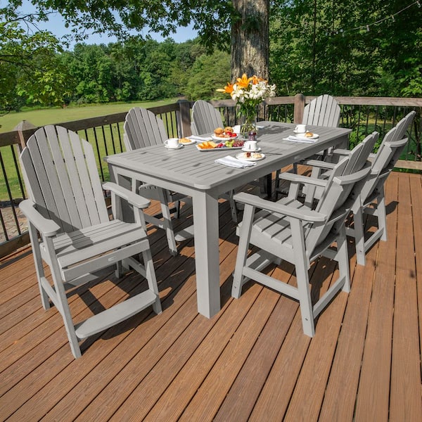 Hamilton Harbor Gray Counter Height Plastic Outdoor Dining Set in Harbor Gray Set of 6