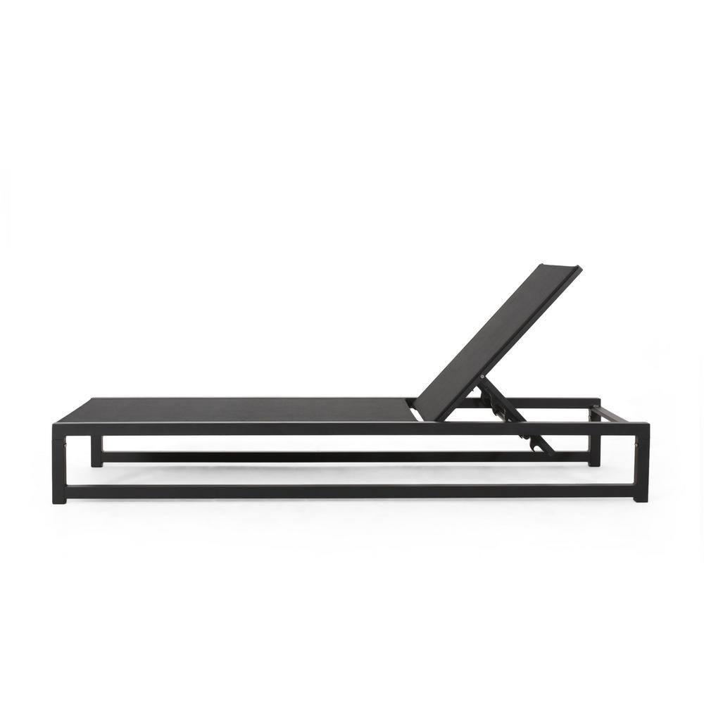 Modesta Black Aluminum Outdoor Adjustable Chaise Lounge