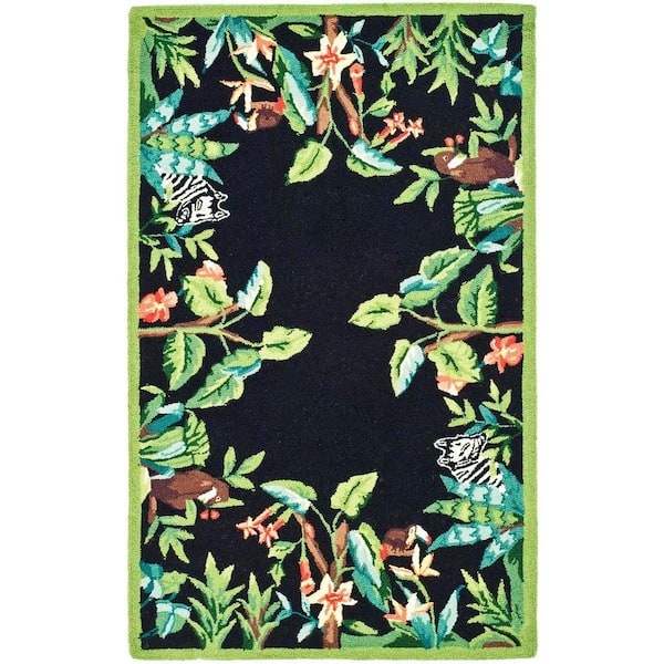 SAFAVIEH Chelsea Black/Green Doormat 3 ft. x 4 ft. Border Area Rug