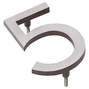 12 in. Satin Nickel/Roman Bronze 2-Tone Aluminum Floating or Flat Modern House Numbers 0-9 - 5