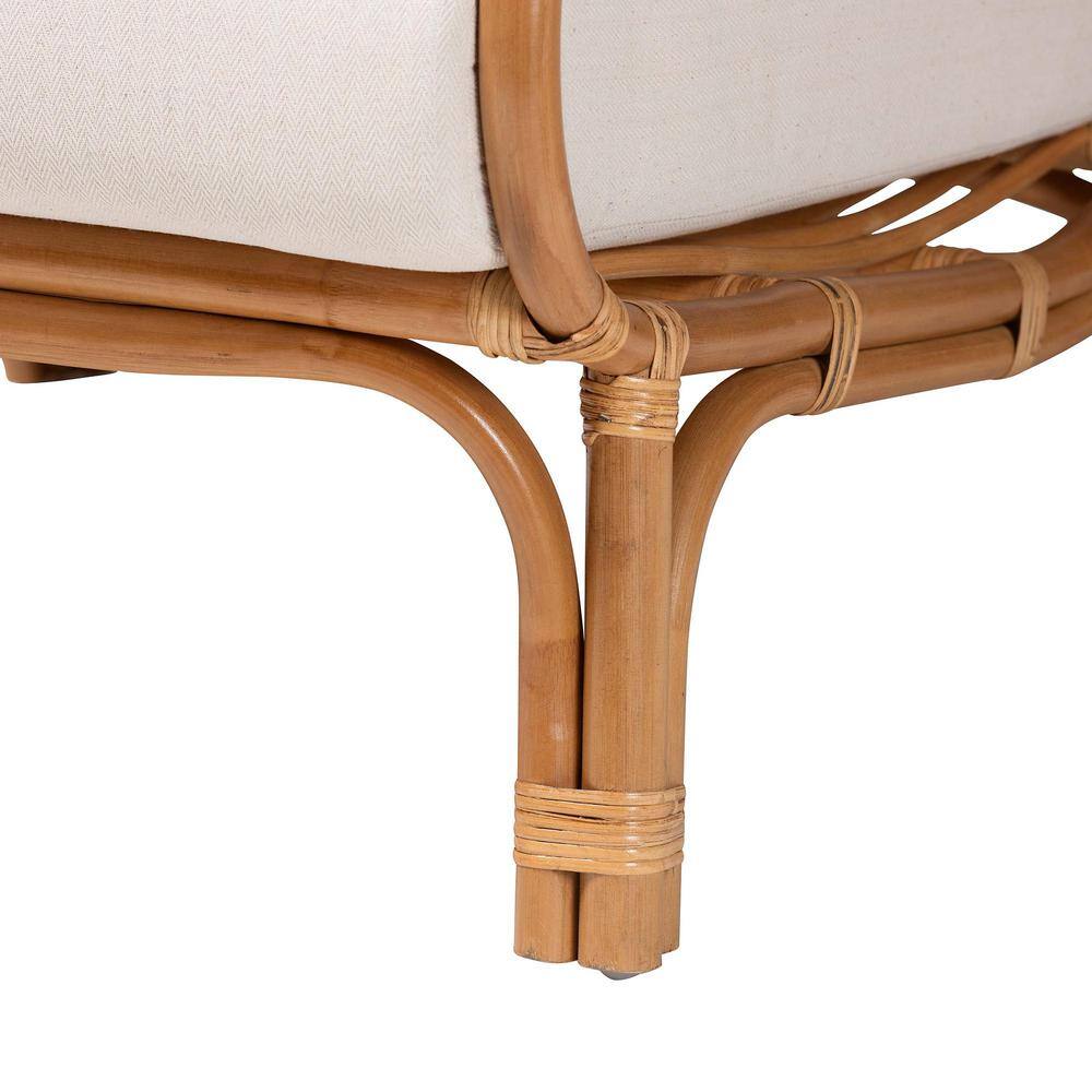 Helina White Geometric Rattan Accent Chair