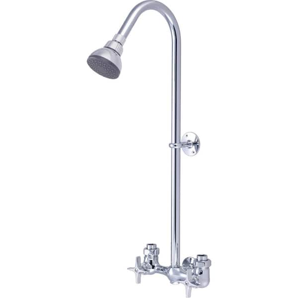 Central Brass Double-Handles 1-Spray Exposed Shower Faucet in Chrome (Valve Included)