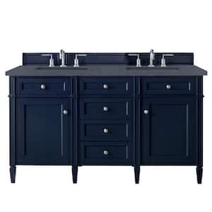 Brittany 60 in. W x 23.5 in.D x 34 in. H Double Vanity in Victory Blue with Quartz Top in Charcoal Soapstone
