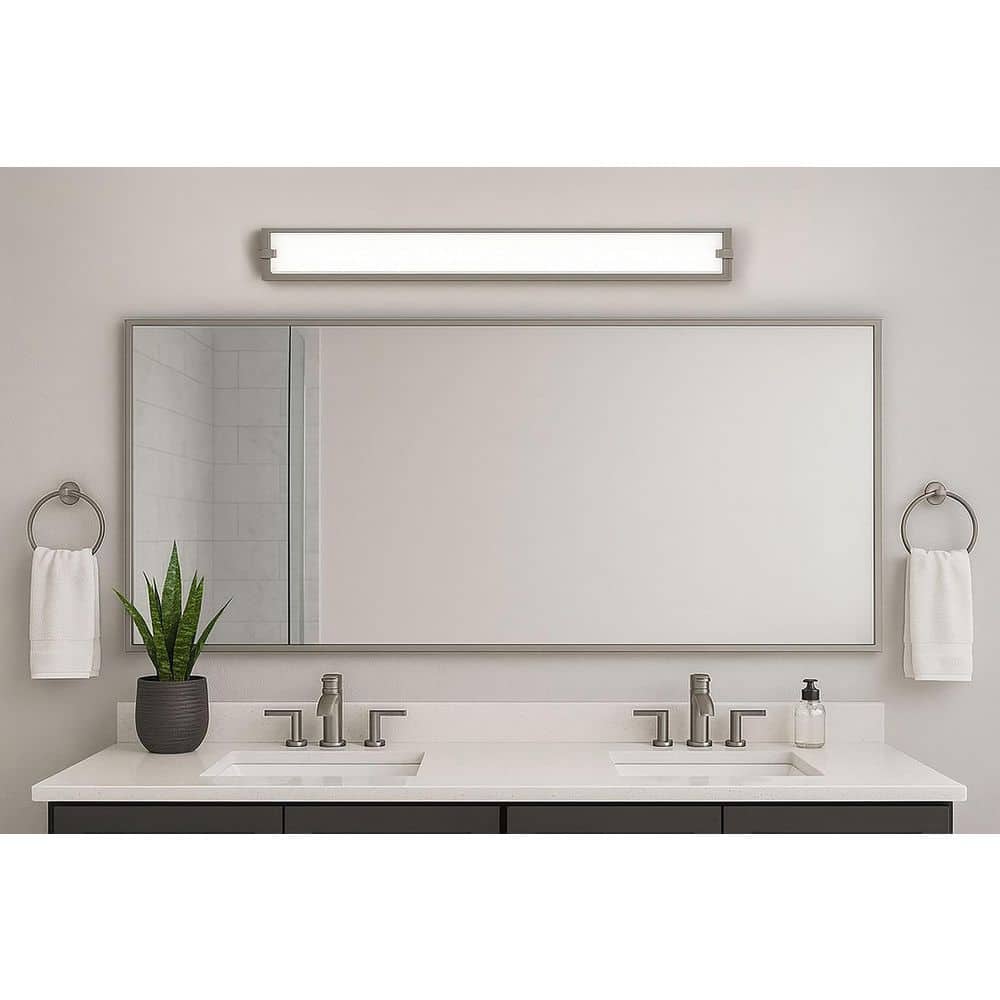 Sinclair 36 in. 1-Light Satin Nickel Integrated LED Vanity Light with White Acrylic Shade price history on PriceWatchPro