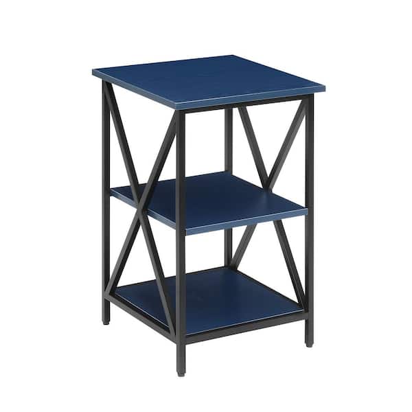 Convenience Concepts Tucson 15.75 in. W Weathered Cobalt Blue/Black 24.25 in. H Square Particle Board End Table with Shelves